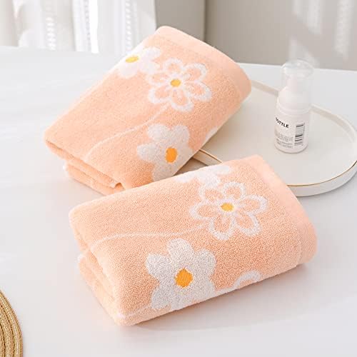 YiLUOMO Coral Pink Hand Towel Set of 2 Super Soft 100% Cotton Flower Pattern Quick Dry Highly Absorbent Bathroom Hand Towels 13 x 29 Inch
