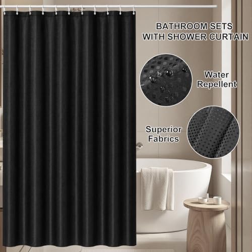 19PCS Bathroom Accessories Set, Black and Gold Bathroom Set for Modern Home