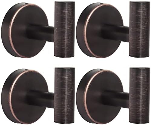Bathroom Robe Towel Hooks Coat Wall Hook Stainless Steel Heavy Duty Door Hanger Clothes Cabinet Closet Sponges Hook for Bathroom Bedroom Kitchen Hotel Pool 4 Packs (Oil Rubbed Bronze)