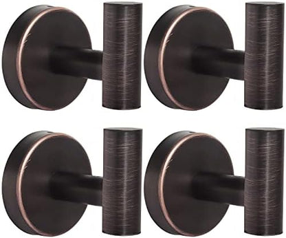 Bathroom Robe Towel Hooks Coat Wall Hook Stainless Steel Heavy Duty Door Hanger Clothes Cabinet Closet Sponges Hook for Bathroom Bedroom Kitchen Hotel Pool 4 Packs (Oil Rubbed Bronze)