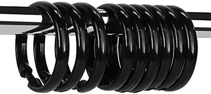 Black Shower Curtain Hooks Rings, 12 Pcs Circular Plastic Shower Curtain Rings for Bathroom, Plastic Shower Curtain Hooks for Shower Curtain Rod, Black Shower Hooks Rings for Shower Curtain