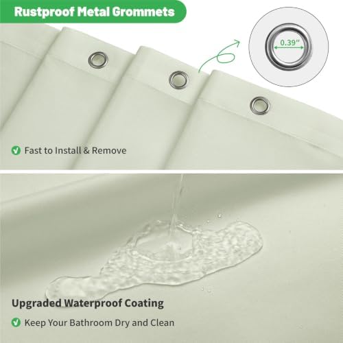 eachope Waterproof Fabric Shower Curtain Liner,72x72 Inch Green,1 Pack