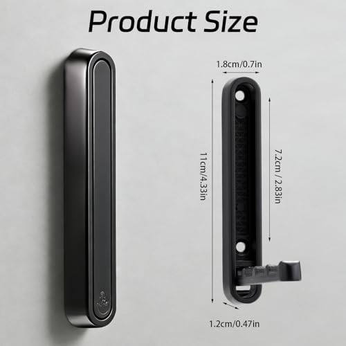4.33 in Extended Folding Coat Hooks, 2 Pack Black Wall Hooks, Zinc Alloy