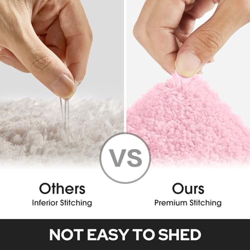 HOMEIDEAS Pink Bathroom Rug, 2 Piece Super Soft Microfiber and Absorbent Shower Mat, Machine Washable Bath Mats for Valentine's Day Decorations, 20" x 32" + 16" x 24"