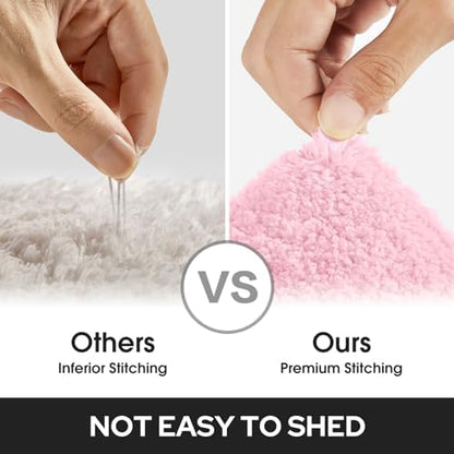 HOMEIDEAS Pink Bathroom Rug, 2 Piece Super Soft Microfiber and Absorbent Shower Mat, Machine Washable Bath Mats for Valentine's Day Decorations, 20" x 32" + 16" x 24"