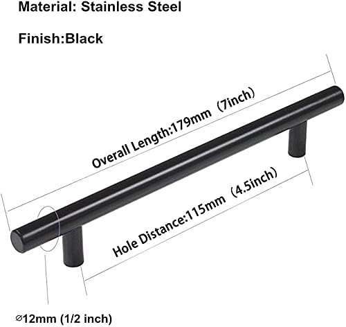 homdiy Black Drawer Pulls Cabinet Handles 10Pack - HD201BK Cabinet Door Handles 4-1/2 in Hole Centers Cabinet Hardware Modern Cabinet Pulls for Kitchen Cabintes