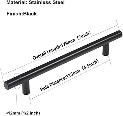 homdiy Black Drawer Pulls Cabinet Handles 10Pack - HD201BK Cabinet Door Handles 4-1/2 in Hole Centers Cabinet Hardware Modern Cabinet Pulls for Kitchen Cabintes