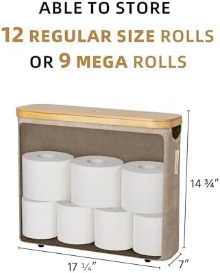 StorageWorks Toilet Paper Storage Basket with Bamboo Lid & Window