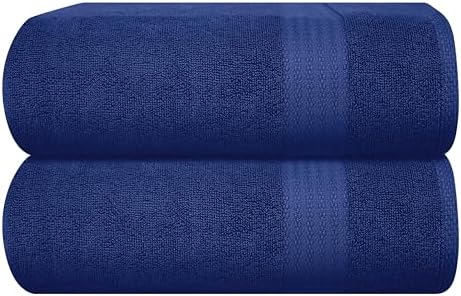GLAMBURG Premium Cotton Oversized 2 Pack Bath Sheet 35x70-100% Pure Cotton - Ideal for Everyday use - Ultra Soft & Highly Absorbent - Machine Washable - Navy