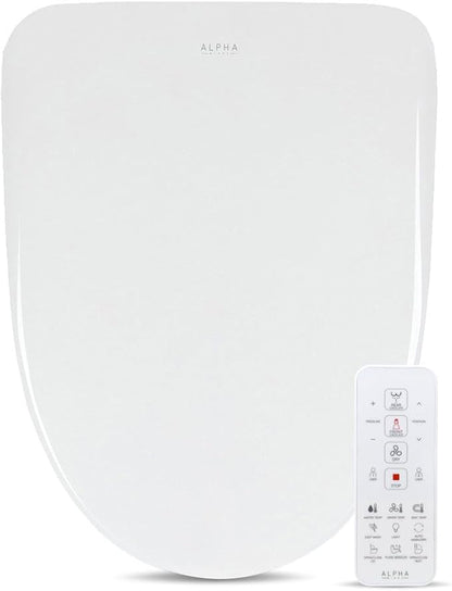 ALPHA BIDET UXA Pearl Auto Bidet Toilet Seat in Elongated White | Endless Warm Water | Automatic Lid and Seat | Arced Stainless Steel Nozzle | LED Nightlight | Dryer | Deodorizer | 3 Year Warranty