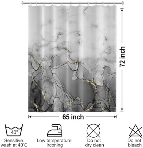 Gray Marble Waterproof Bathroom Shower Curtain 65x72 inches