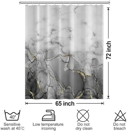 Gray Marble Waterproof Bathroom Shower Curtain 65x72 inches