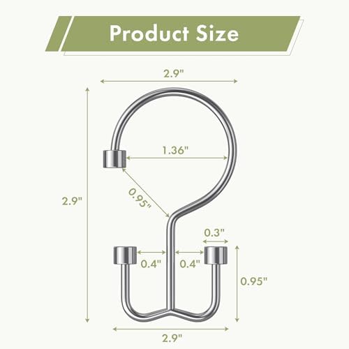 Amazer Chrome Shower Curtain Hooks, 12PCS Minimalist Simple Double Shower Curtain Rings, Rust-Resistant Metal Shower Hooks, Cylinders Shower Rings for Bathroom Shower Rods Curtains