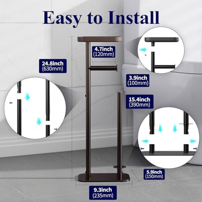Kitsure Metal Toilet Paper Holder Free Standing, Medium, Brown