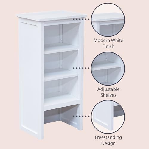 Alaterre Furniture Dorset Bathroom Storage Shelf Hutch, White, 17”W x 29”H
