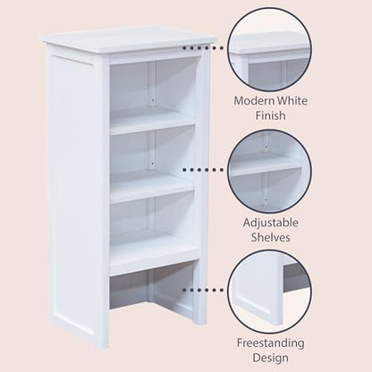Alaterre Furniture Dorset Bathroom Storage Shelf Hutch, White, 17”W x 29”H