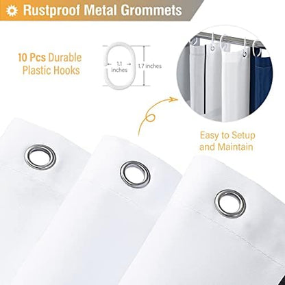 BTTN 60x72 Modern Geometric Waterproof Fabric Shower Curtain Set, Navy Blue