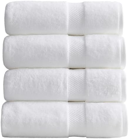 Springtree Home 100% Cotton Luxury Hotel Bath Towel Set | 4-Pack | White