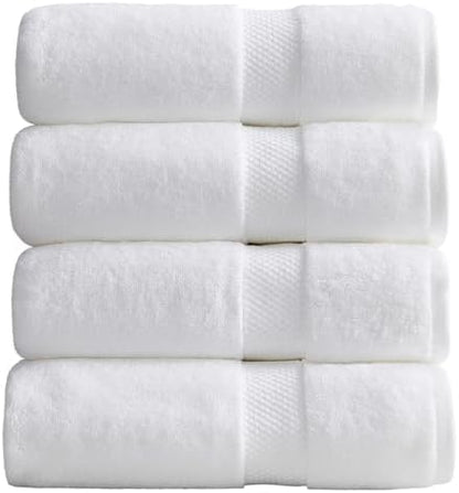 Springtree Home 100% Cotton Luxury Hotel Bath Towel Set | 4-Pack | White