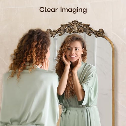USHOWER Vintage Gold Mirror 24x36 Inch, Antique Baroque Bathroom Mirror