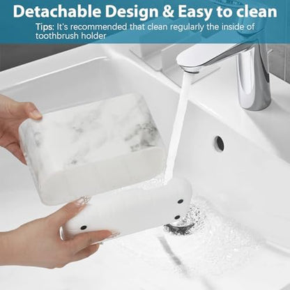 Boperzi Toothbrush Holders for Bathrooms Organizers and Storage, Large Tooth Brush Holders, Electric Toothbrush and Toothpaste Organizer Caddy with Drainage Holes for Kids Family RV Camper