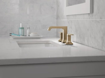 Delta Velum Brushed Gold Bathroom Faucet 3 Hole, 8 Inch Widespread Bathroom Sink Faucet for Vanity, Metal Push-Pop Drain Assembly, Champagne Bronze 3539LF-CZMPU