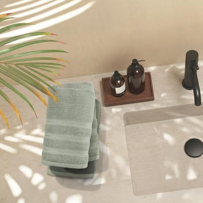 Hearth & Harbor Luxury Hand Towels - 100% Ring Spun Cotton Hand Towels for Bathroom, Shower, Spa, Soft & Absorbent Towels, 4 Piece Set, Sage Green