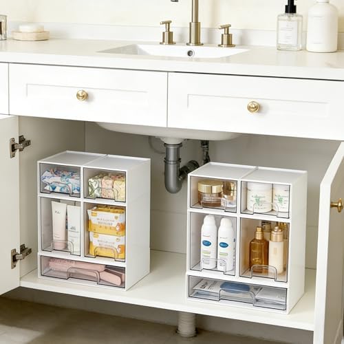 Vtopmart Stackable Storage Drawers Set of 5, Baby Bottle Organizer, White