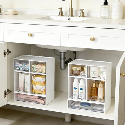 Vtopmart Stackable Storage Drawers Set of 5, Baby Bottle Organizer, White