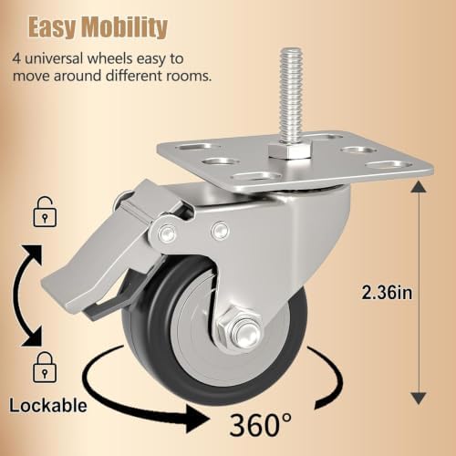 47" Metal Garage Storage Locker Cabinet with Wheels,Rolling White Kitchen Pantry Cabinet with 2 Doors and 3 Adjustable Shelves, Steel File Tool Cabinet for Home Office Living Dinning Room Warehouse