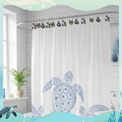 Amyhill 12 Pcs Turtle Shower Curtain Hooks Decorative Funny Turtle Shower Curtain Rings Stainless Steel Resin Sea Theme Bathroom Decor Suitable for Home Bedroom