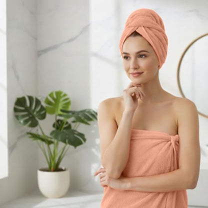 8 Piece Bath Towels for Bathroom - 100% Cotton, Soft Absorbent Bathroom Towels Set - 2 Extra Large Bath Towels, 2 Hand Towels & 4 Washcloths - Hotel Spa Thick Plush Towel, Peach