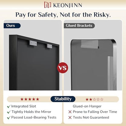 Keonjinn 16x20 Inch Black Bathroom Mirror for Over Sink, Wall Mounted