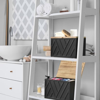 Jorkol 2 PCS White Tampon Holder for Bathroom Decor, Feminine Product Organizer with Lid, Shark Week Tampon Storage, Wood Pad and Tampon Organizer for Toilet Organizer, Bathroom Accessories Box