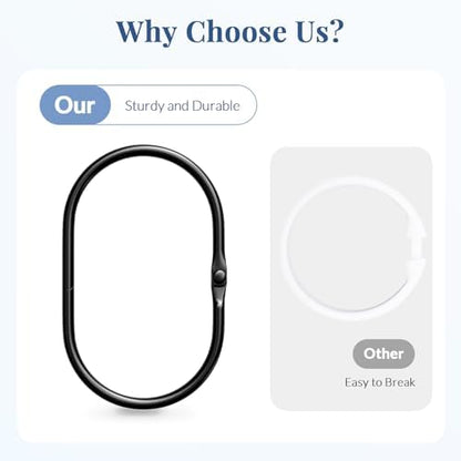 Bathway Shower Curtain Rings, Bathway Shower Curtain Hooks, Black Shower Curtain Hooks Rings Rust Proof, Anti-Drop Smooth Shower Rings for Curtain, 12 Pcs Metal Shower Hooks for Shower Curtain Rod