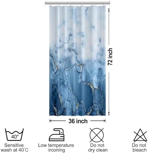 Light Blue Marble Stall Waterproof Shower Curtain 36x72 inches