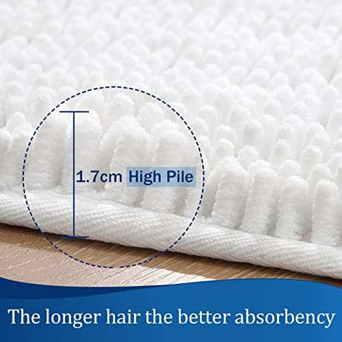 LOCHAS Luxury Bathroom Rug Shaggy Bath Mat 24 x 17 Inch, White