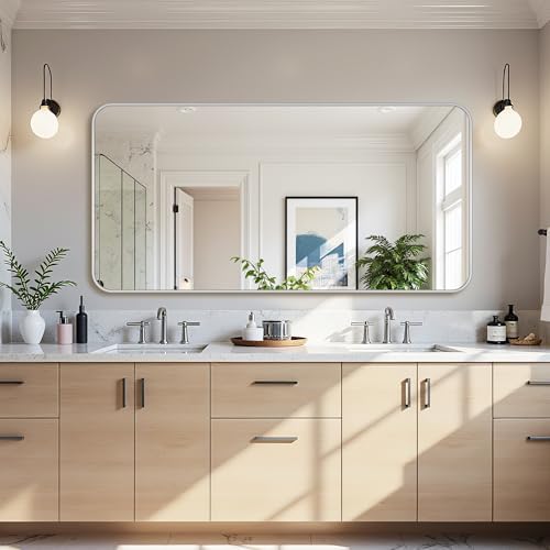 Bathroom Mirror 60" x 30", Large Rectangle Wall Mirror, Silver