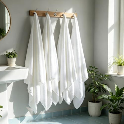 COZYART Luxury Bath Towel Set 6 Pcs White 100% Turkish Cotton 650 GSM