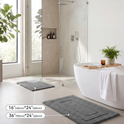GRANNY SAYS Dark Grey Bathroom Rug 36" x 24", Non-Slip Microfiber Bath Mat