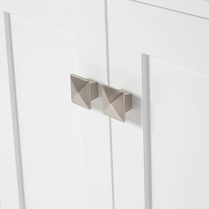 ARIEL Cambridge 42-inch Bathroom Vanity Base Cabinet,Solid Wood, 2 Soft Closing Doors, 9 Dovetail Drawers, White