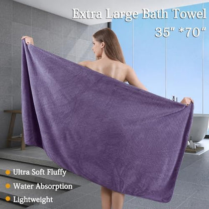 Extra Large Bath Towels Set 35x70 Inches - Luxury 600 GSM Oversized Bath Sheet Towel,Ultra Soft Microfiber - Quick Dry,Highly Absorbent Shower Towels Spa Hotel Bathroom Towel Set (4-Pack,Dark Purple)