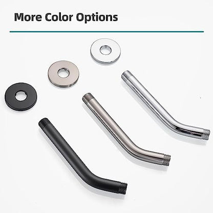 Cobbe Shower Arm with Flange and Teflon Tape, 6-Inches Wall Mounted Shower Pipe Arm 304 Stainless Steel Extension for Fixed Shower Head, Chrome