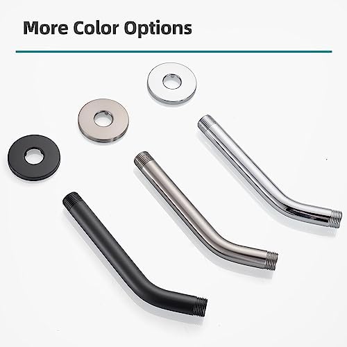 Cobbe Shower Arm with Flange and Teflon Tape, 8-Inches Wall Mounted Shower Pipe Arm 304 Stainless Steel Extension for Fixed Shower Head, Chrome