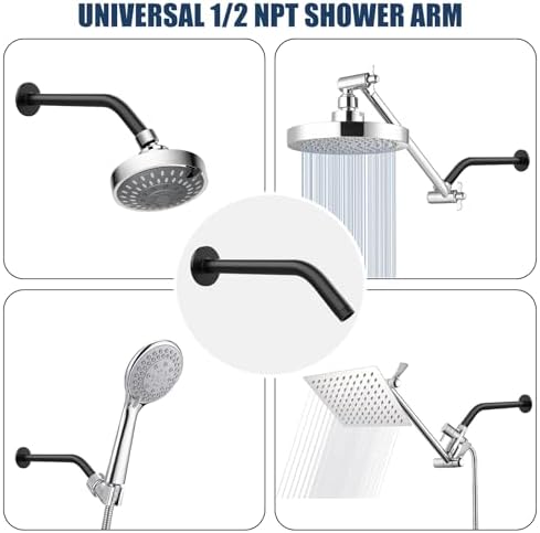 Shower Arm with Flange, 6 Inch, Matte Black
