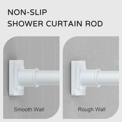 UIOSANRT White Shower Curtain Rod 31-79 Inches Non-Slip Shower Rod Tension Mounted No Drill Shower Curtain Rods Spring Tension Rod Adjustable Tension Curtain Rod for Windows Bathroom