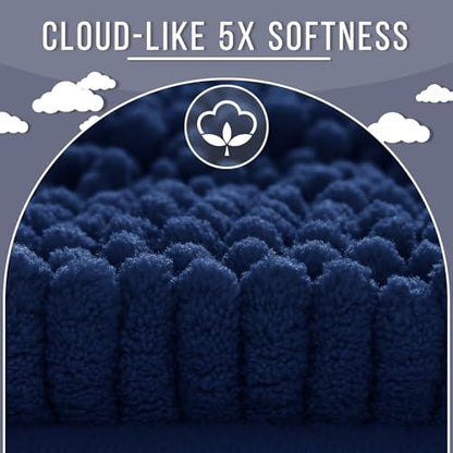 Yimobra Bathroom Rug Mat 47 x 24, Non Slip and Super Absorbent Bath Mat,Machine Washable Quick Dry,Ultra Plush Chenille Shower Rugs for Bathroom Floor Sink Tub and Shower Outside,Navy Blue