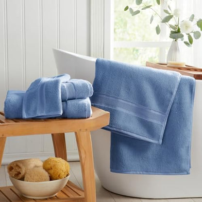 Luxury Bamboo Rayon Oversized Bath Towel Set | 2-Pack | Ultra Soft | Blue