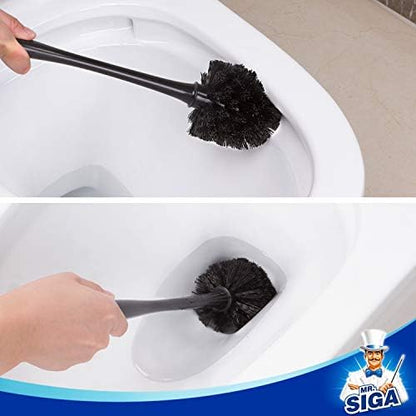MR.SIGA Toilet Plunger and Brush Combo for Toilet Cleaning, Black, 2 Set (Pack of 6)