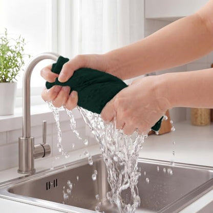 HunnmingRe 4 Pack Boho Hand Towel for Kitchen, Forest Green